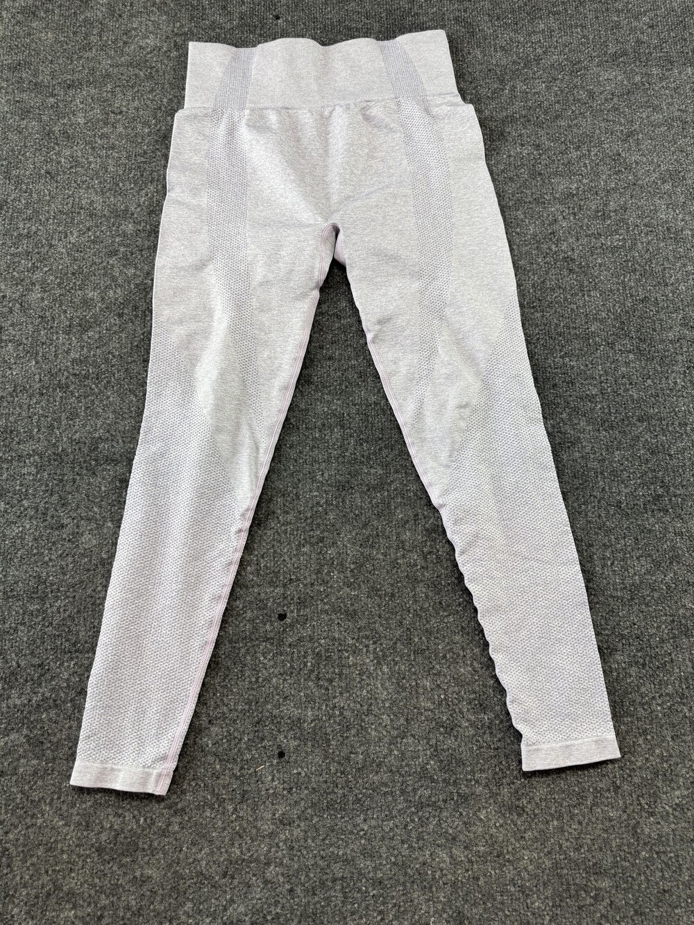 Seamless Textured Leggings Womens Medium Gray High Rise Ankle Yoga Stretch Pants